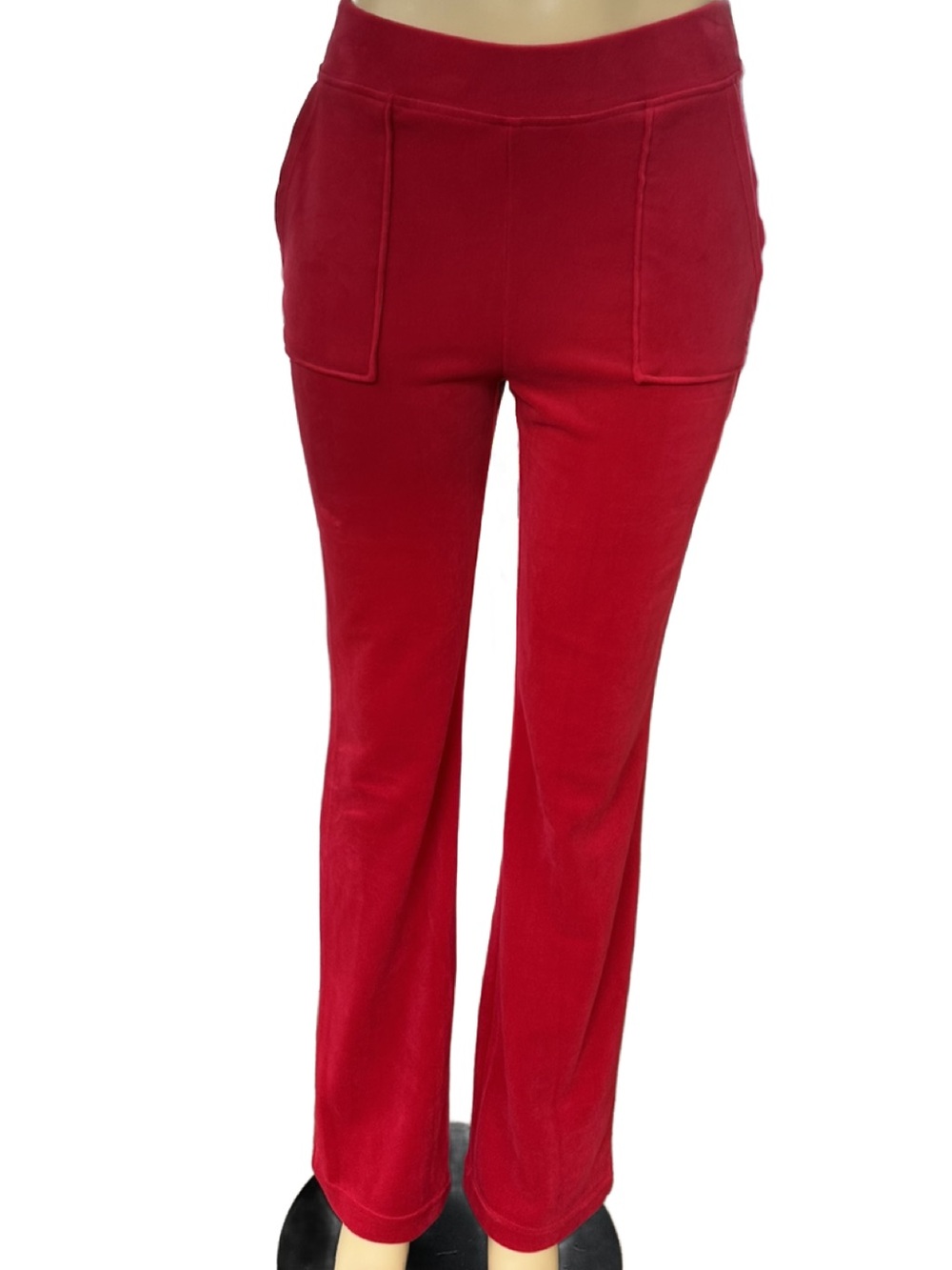Juicy Couture Womens Red Plush Flared Casual Stylish Pants